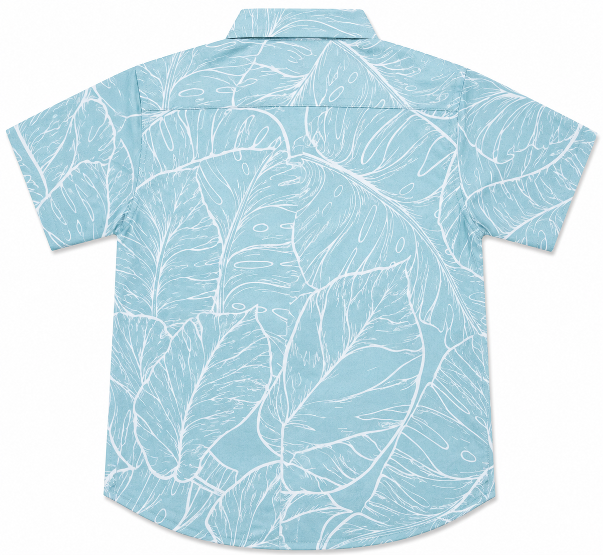 Boys Blue Tropical Leaf Short Sleeve Shirt – Cotton Button-Down
