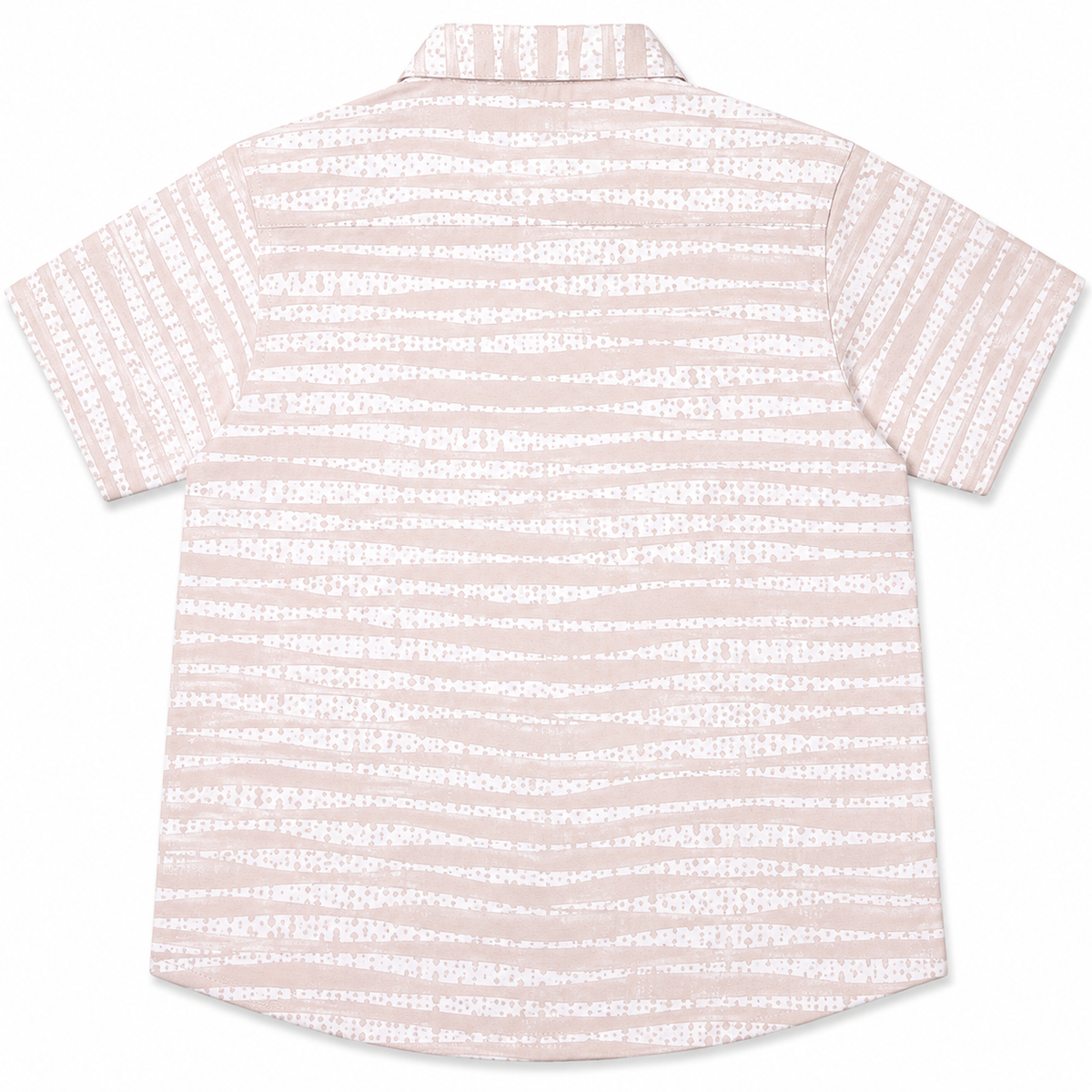 Boys Beige Abstract Stripe Short Sleeve Shirt – Cotton Button-Down