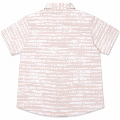 Boys Beige Abstract Stripe Short Sleeve Shirt – Cotton Button-Down