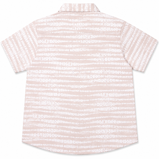 Boys Beige Abstract Stripe Short Sleeve Shirt – Cotton Button-Down