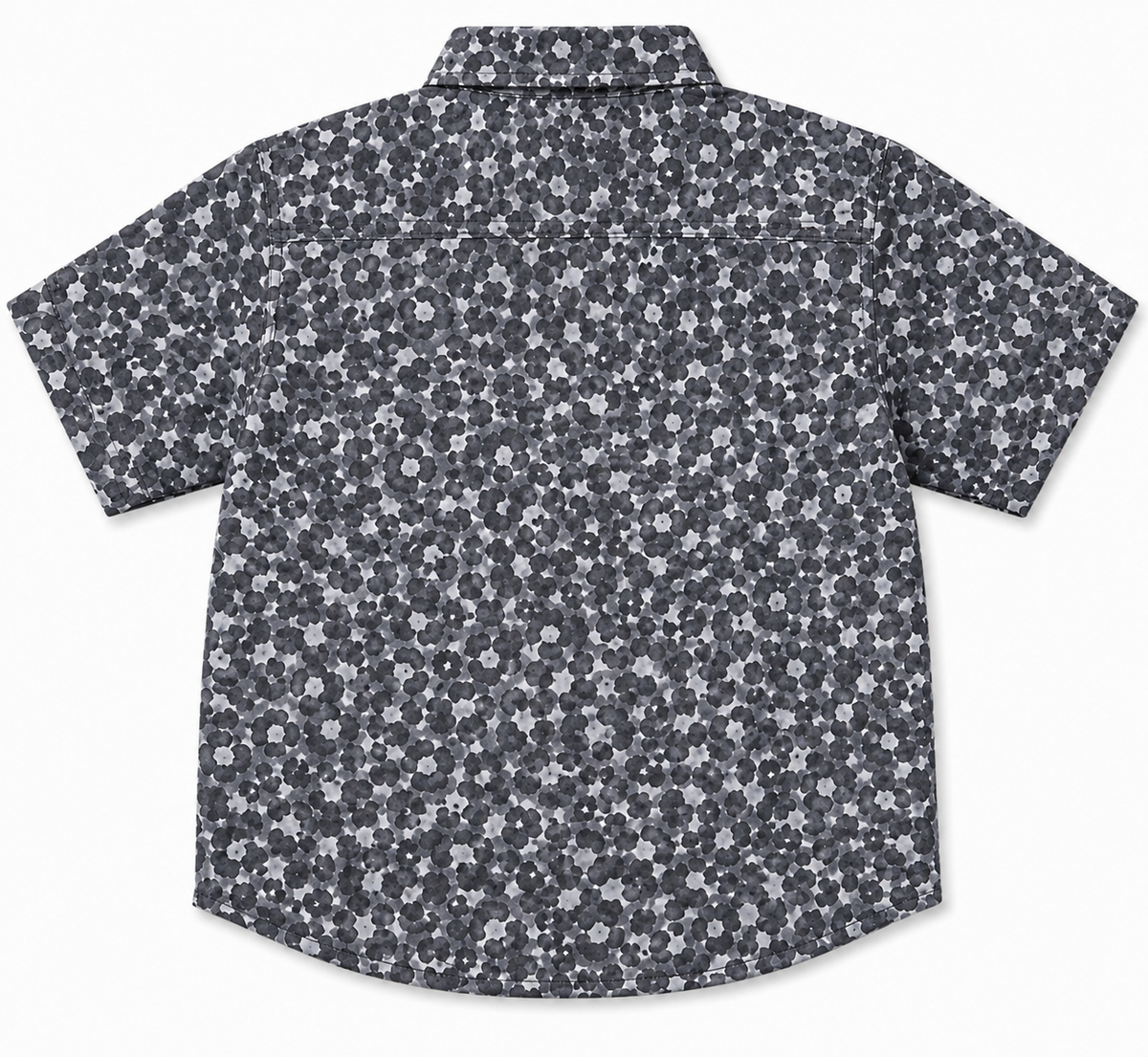 Boys Grey Floral Print Short Sleeve Shirt – Cotton Button-Down